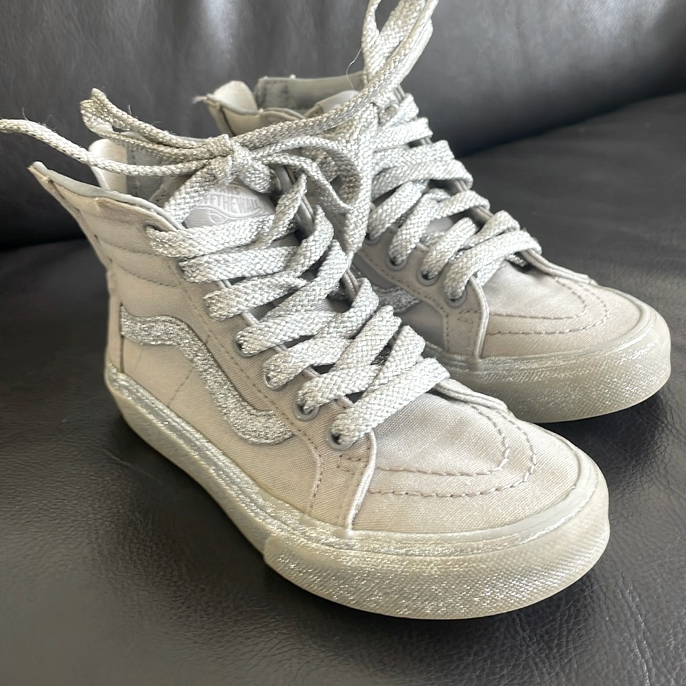 Vans kids size 13 gray with silver glitter